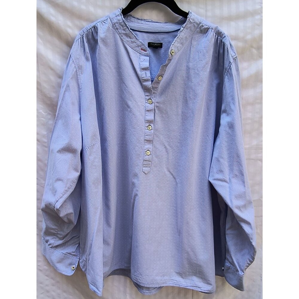 Talbots Light Blue Button-Front Peasant Blouse